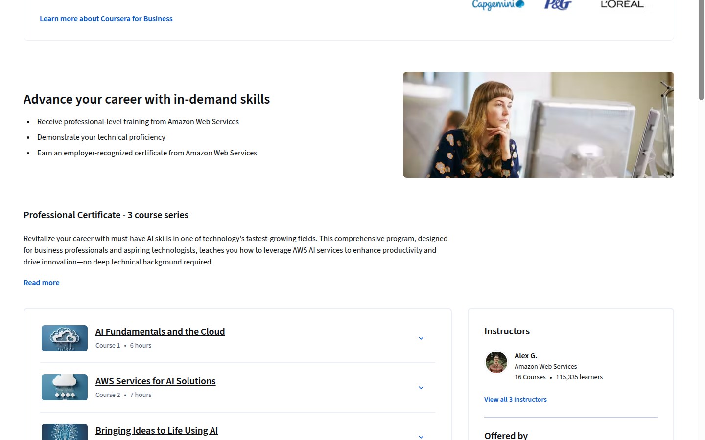 AWS Generative AI Applications Professional Certificate course series