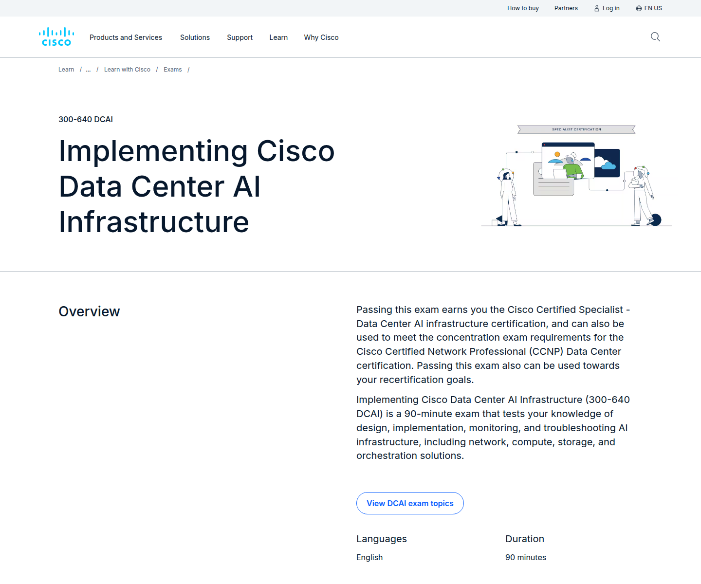 Official Cisco 300-640 DCAI exam page