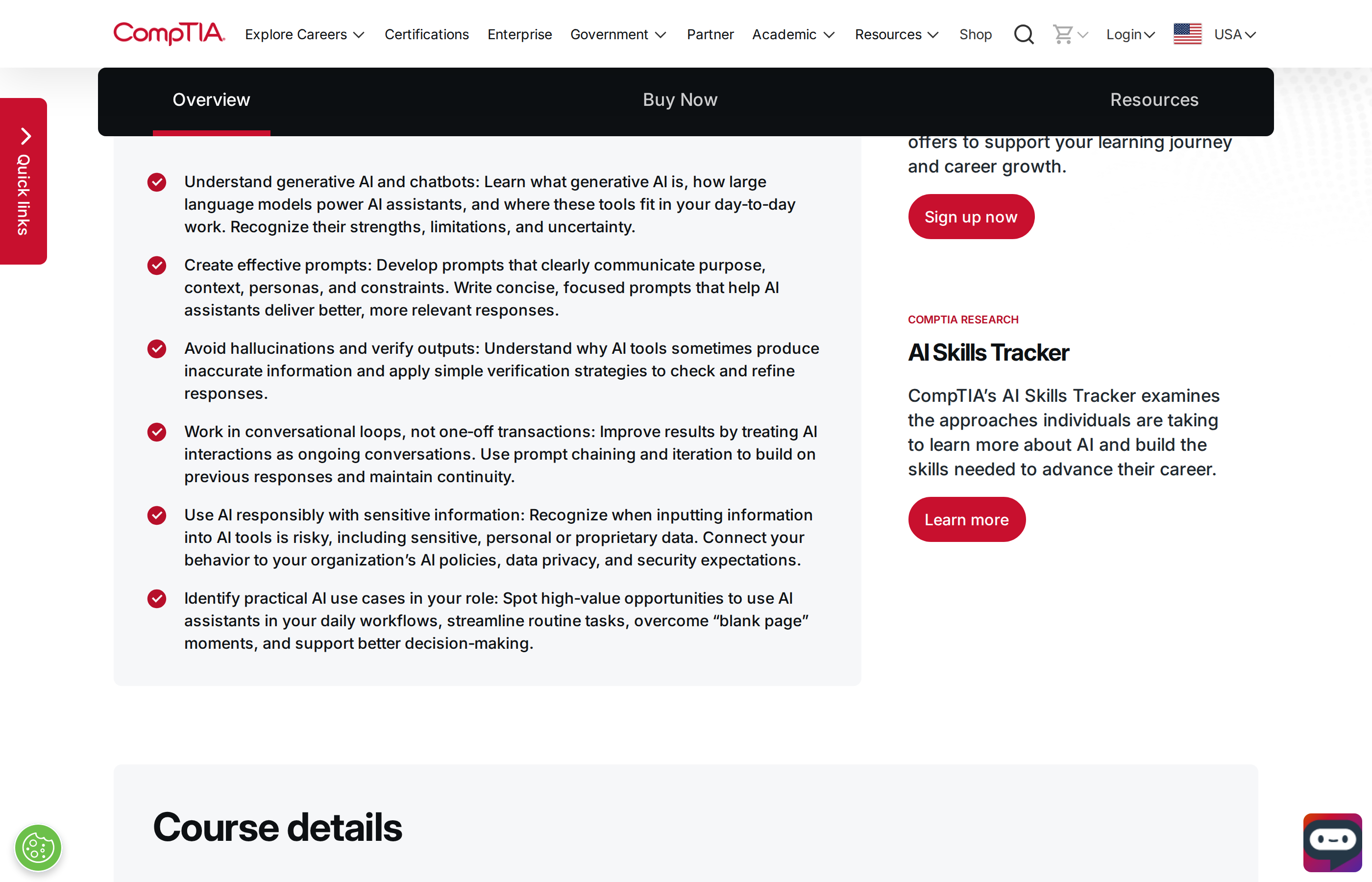 CompTIA AI Essentials workplace AI assistant skills and learning outcomes