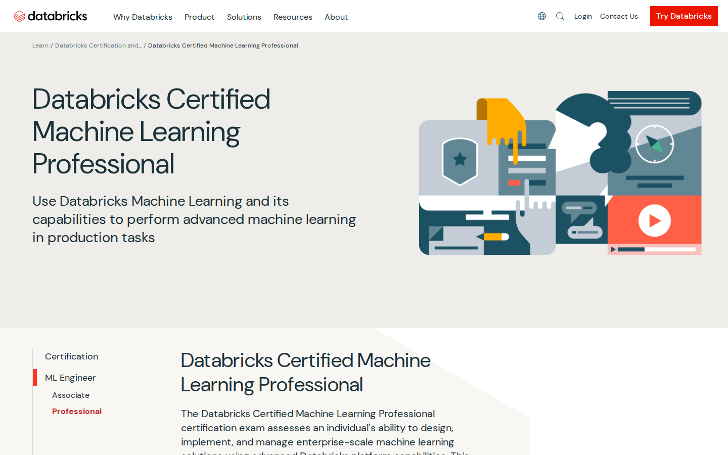 Databricks Certified Machine Learning Professional hero section