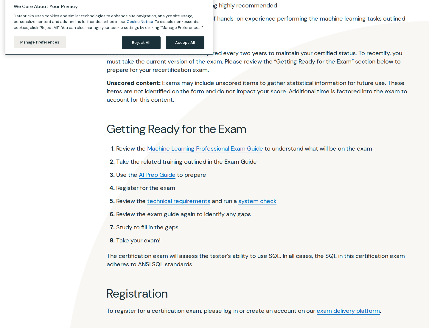 Databricks Certified Machine Learning Professional preparation section