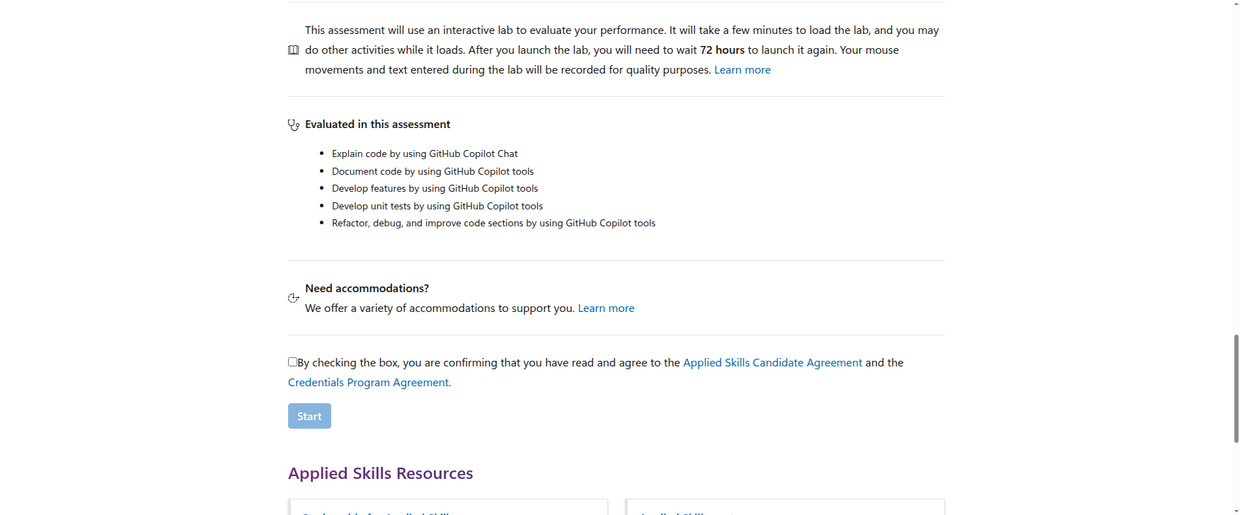 Interactive lab assessment and evaluated tasks for the GitHub Copilot Applied Skills credential