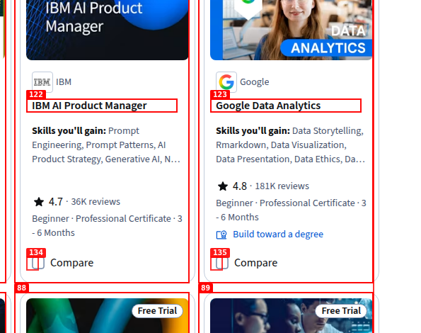 IBM AI Product Manager course card on Coursera
