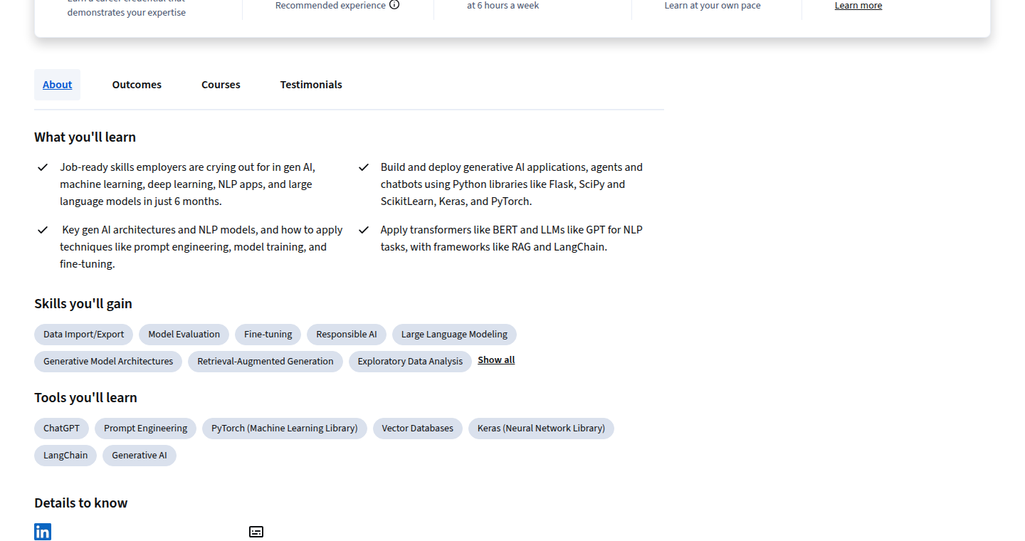 IBM Generative AI Engineering skills and tools section