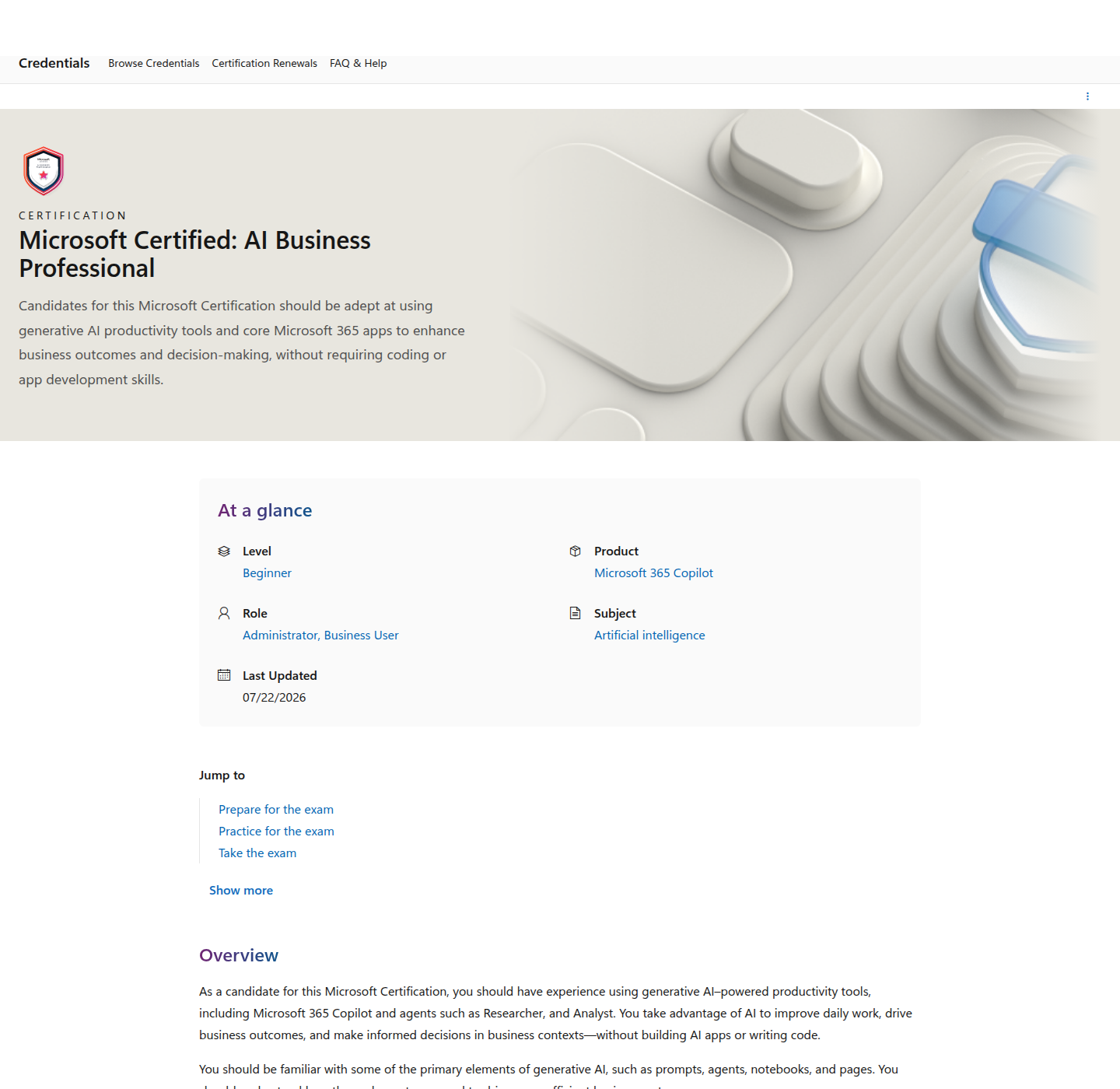 Microsoft AI Business Professional exam preparation, assessment domains, and exam details