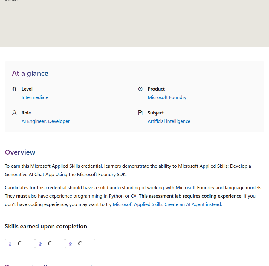 At-a-glance details for the Microsoft Foundry chat app credential