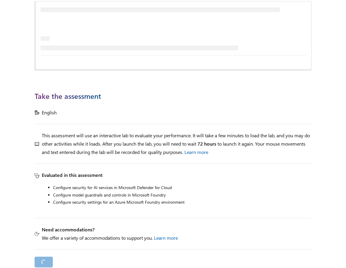 Microsoft Learn prepare for the assessment section for the Secure AI solutions in the cloud Applied Skills badge