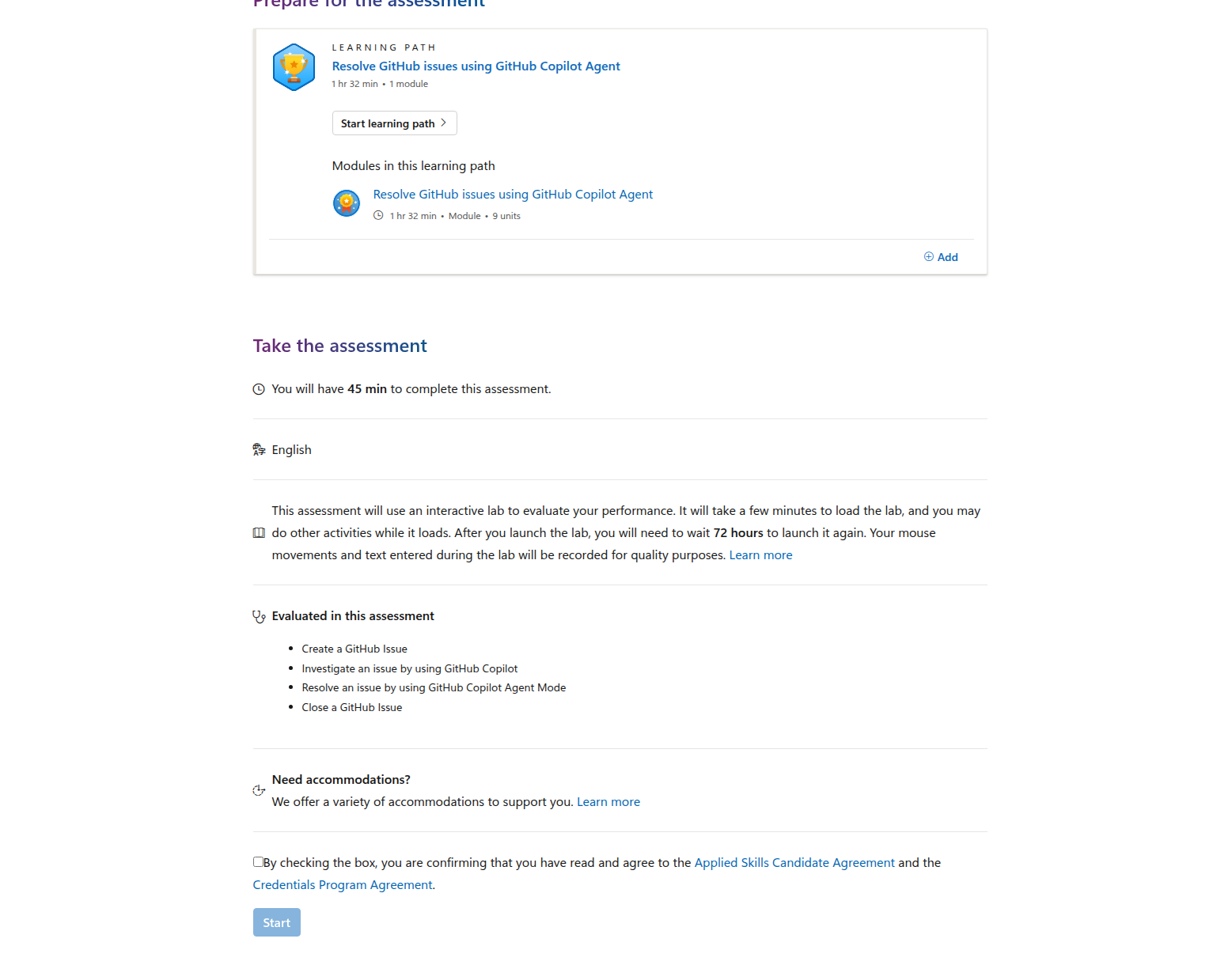 Assessment details and evaluated tasks for the Resolve GitHub issues by using GitHub Copilot Applied Skills badge